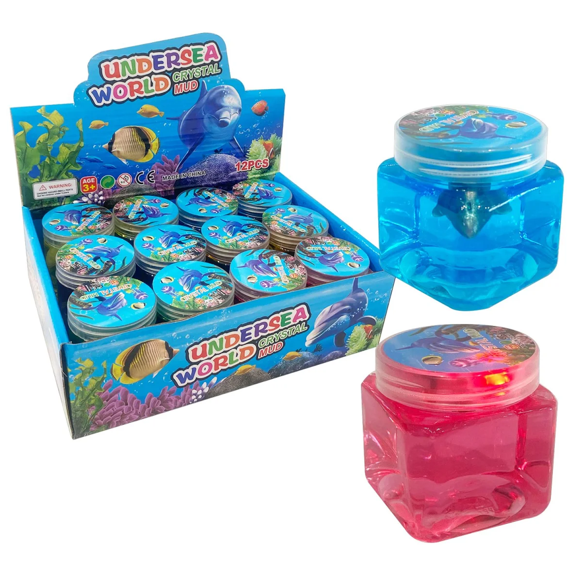 SLIME TARRO CON ANIMALES MARINOS Y LUZ (CJX12)
