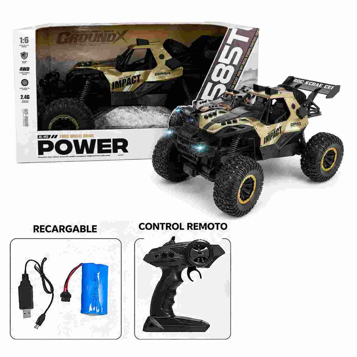 CARRO TODOTERRENO CONTROL REMOTO (PILA RECARGABLE)