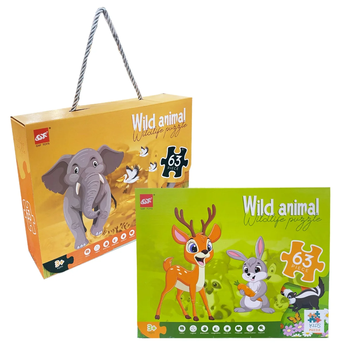 ROMPECABEZAS ANIMALES SALVAJES X63PCS