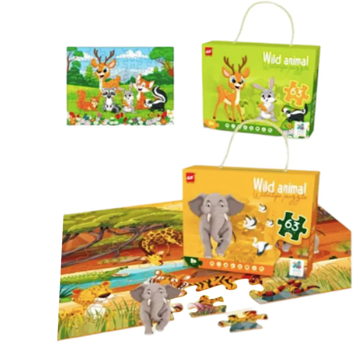 ROMPECABEZAS ANIMALES SALVAJES X63PCS