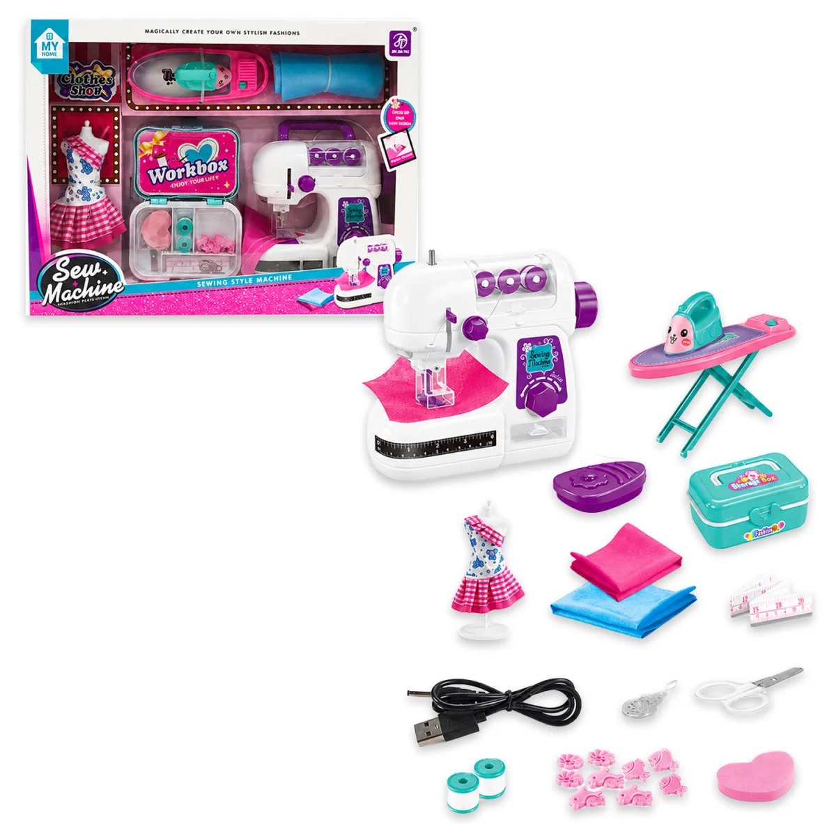 SET MAQUINA DE COSER CON ACCESORIOS (PILAS/USB)