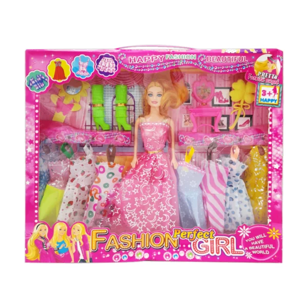 MUÑECA CON ACCESORIOS EN CAJA ARMADA