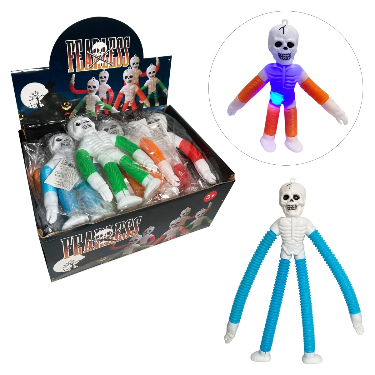 DESESTRESANTE TUBO ESQUELETO CON LUZ (CJX12) 18CM,