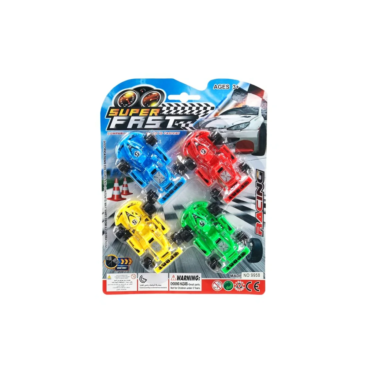 SET CARROS DE CARRERAS X4 ENCARTONADO