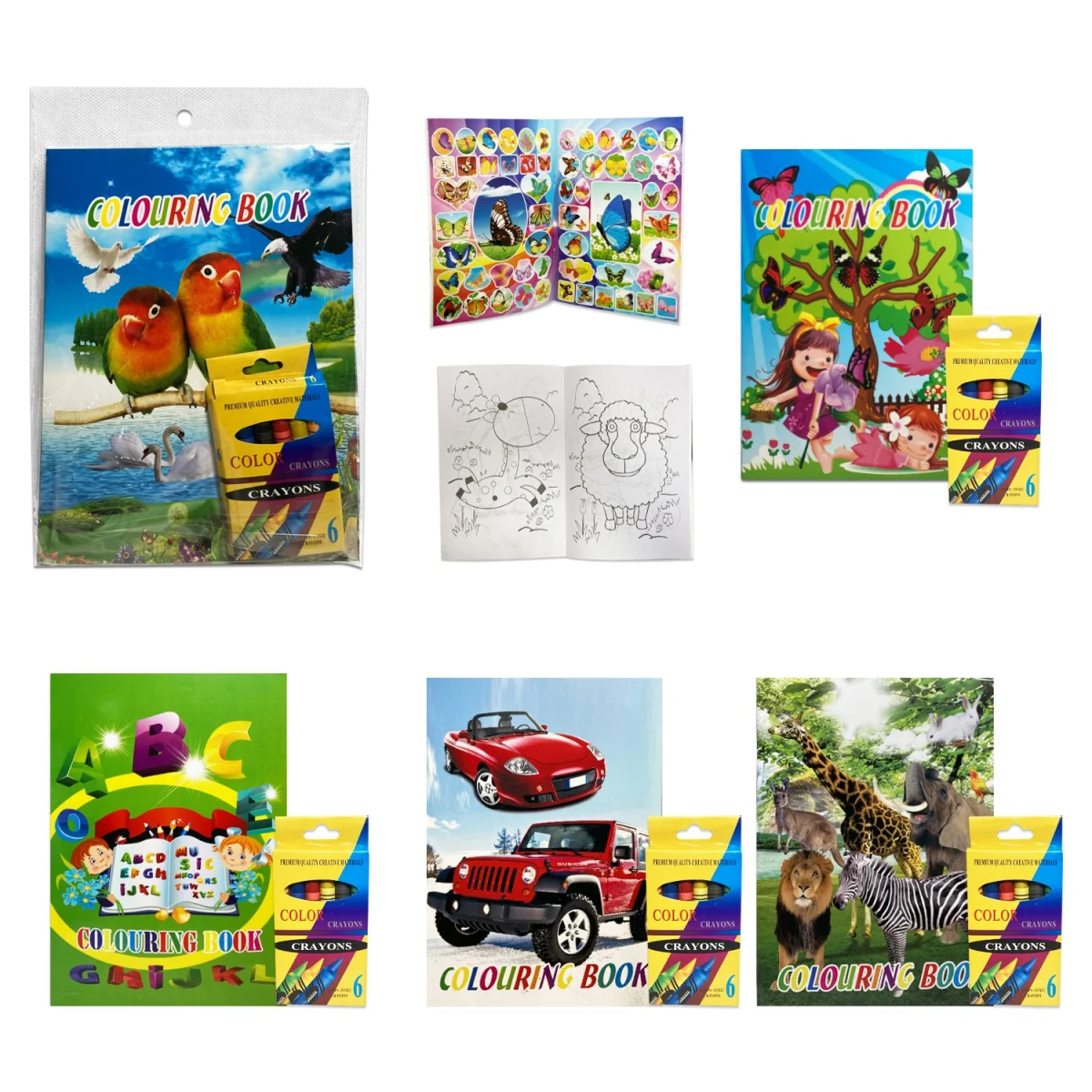 LIBRO PARA COLOREAR CON CRAYONES Y STICKERS (PQTX12)