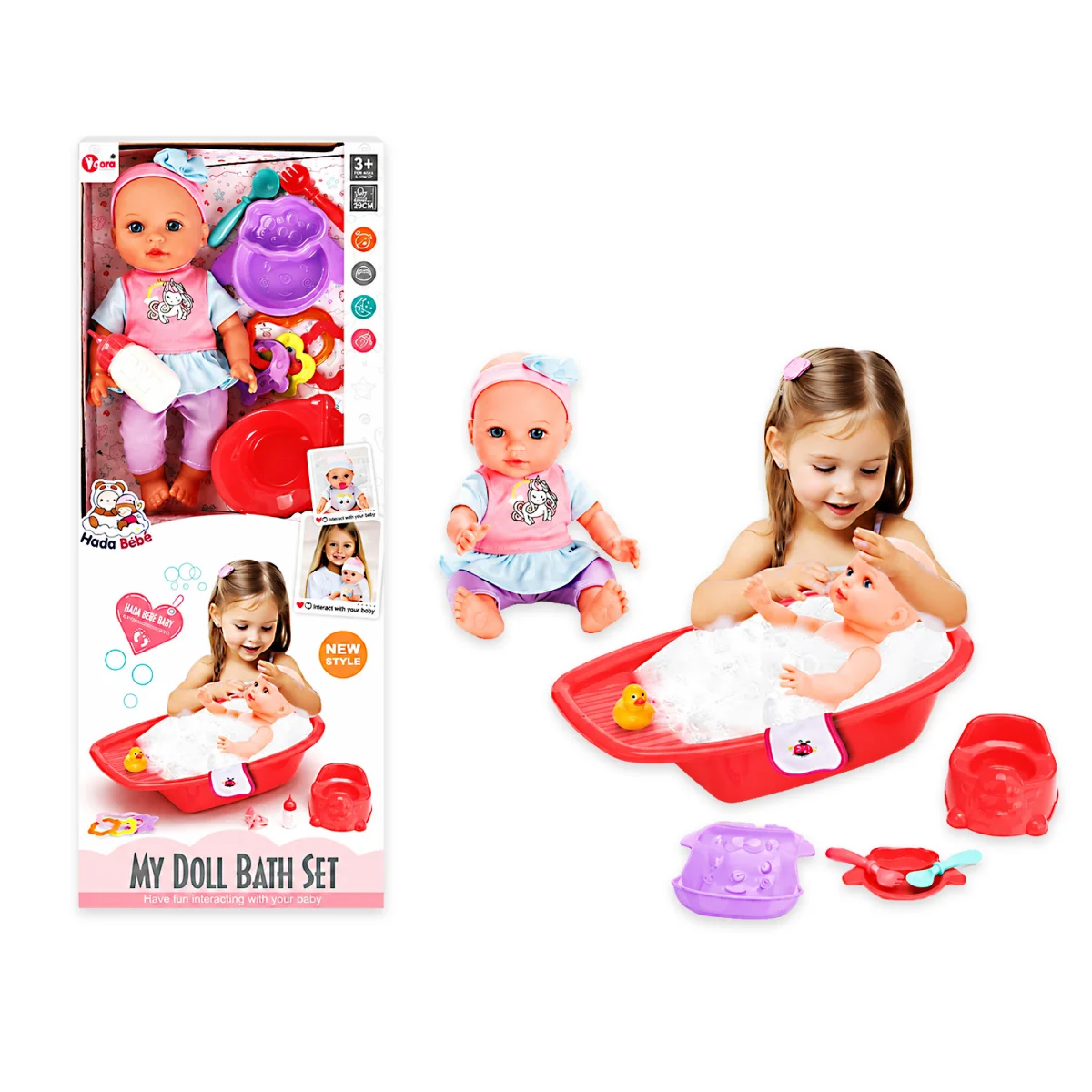 BEBE CON SONIDO BAÑERA Y ACCESORIOS