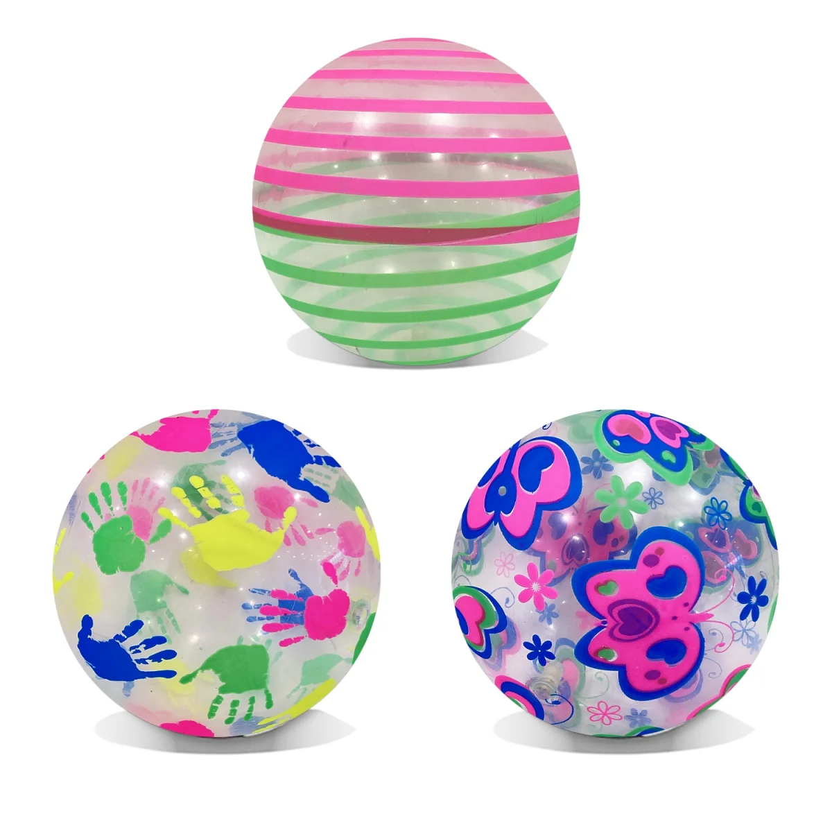PELOTA INFLABLE ESTAMPADA NEON 60G (PQTX10)