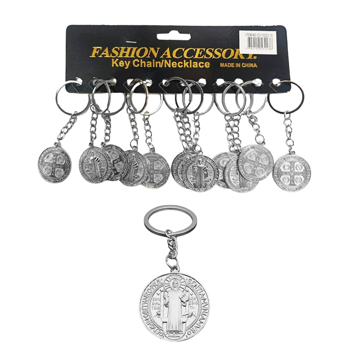 LLAVERO ADORNO RELIGIOSO PLATEADO (PQTX12)