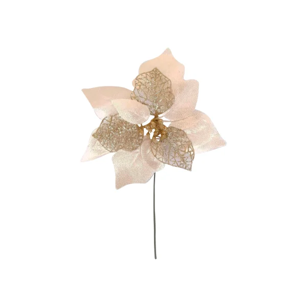 FLOR NAVIDEÑA DORADA 22CM (PQTX12)