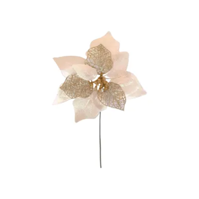 FLOR NAVIDEÑA DORADA 22CM (PQTX12)