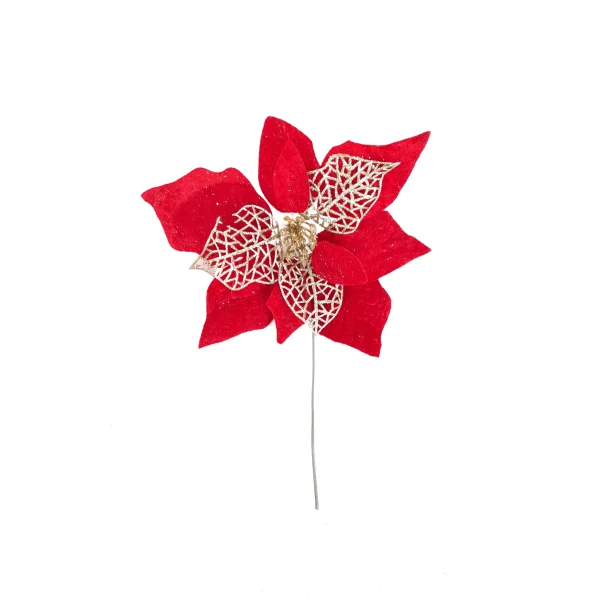 PIN FLOR NAVIDEÑA ROJA 22CM (PQTX12)