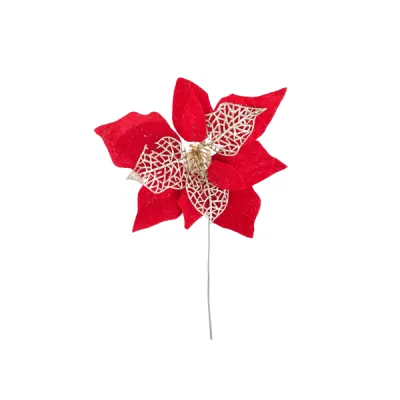 PIN FLOR NAVIDEÑA ROJA 22CM (PQTX12)