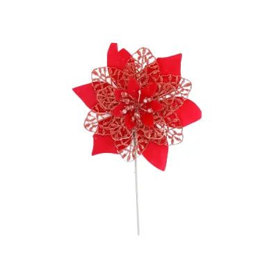 FLOR NAVIDEÑA ROJA 15CM (PQTX12)