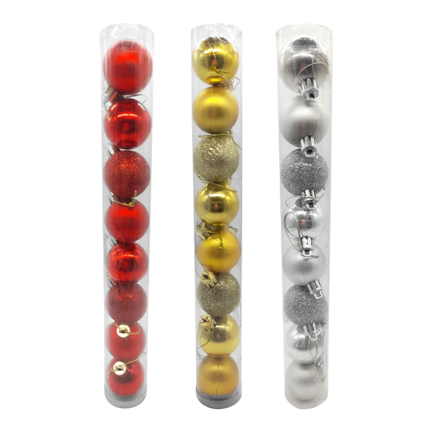BOLA NAVIDEÑA SURTIDA 4CM X8 (3 COL)