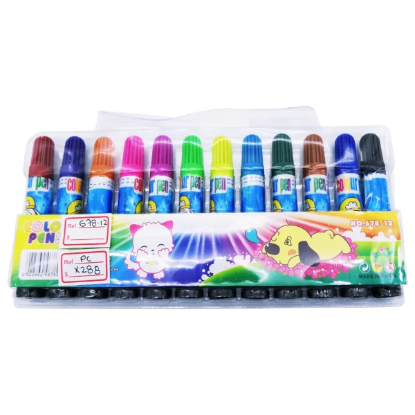 SET PLUMONES LAVABLES ESTAMPADOS X12