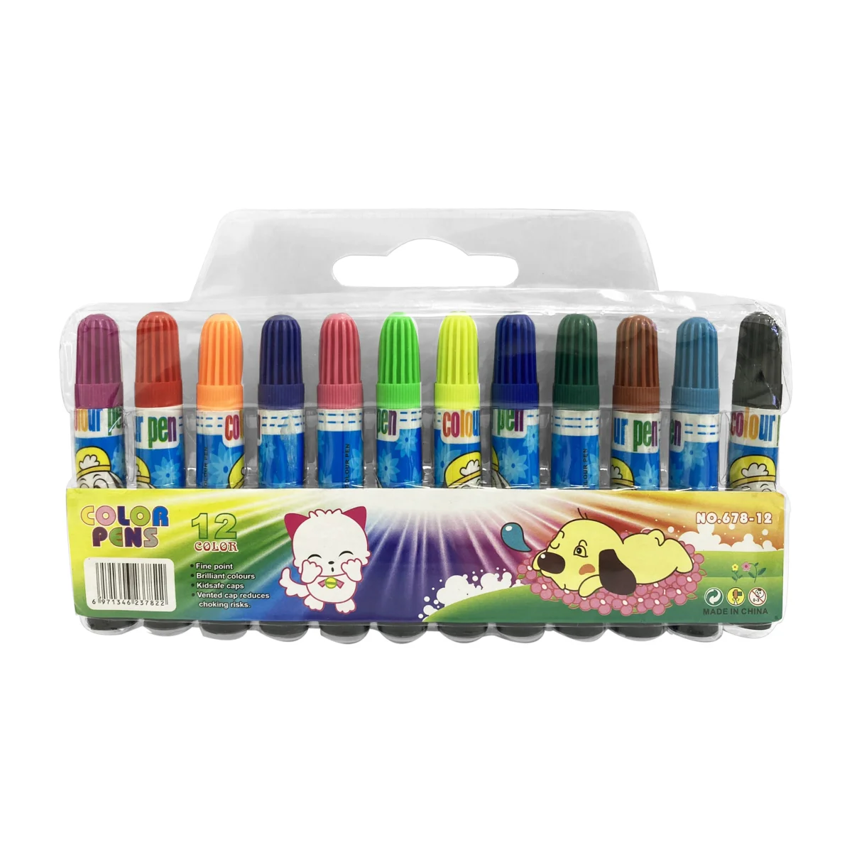 SET PLUMONES LAVABLES ESTAMPADOS X12