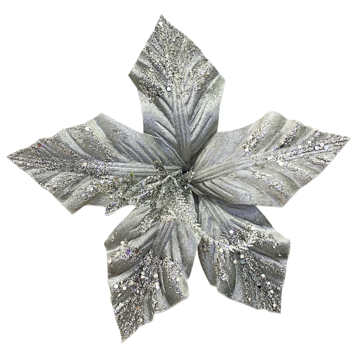 FLOR NAVIDEÑA PLATEADA 27CM (BJX72)