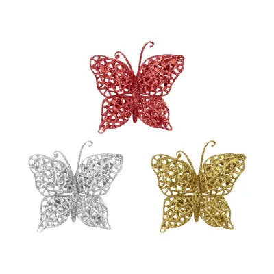 PIN MARIPOSA NAVIDEÑA R/D/P 7CM (PQTX12XCOL)