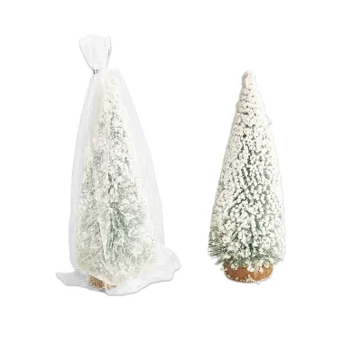ADORNO ARBOL NAVIDEÑO NEVADO 20CM (PQTX12)