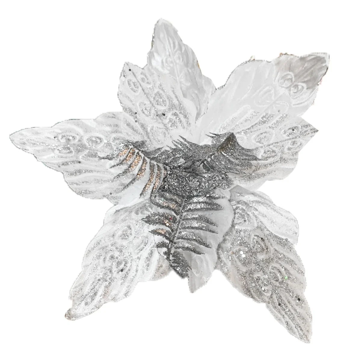 FLOR NAVIDEÑA PLATEADA 45CM (BJX60)
