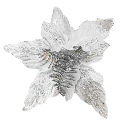 FLOR NAVIDEÑA PLATEADA 45CM (BJX60)