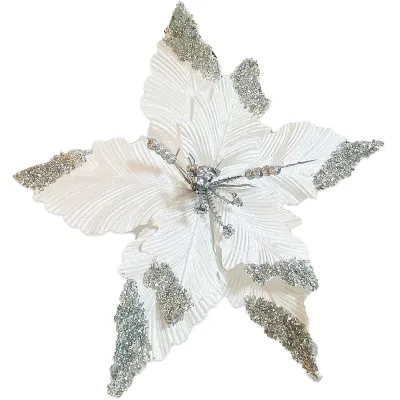 FLOR NAVIDEÑA PLATEADA 50CM (BJX60)