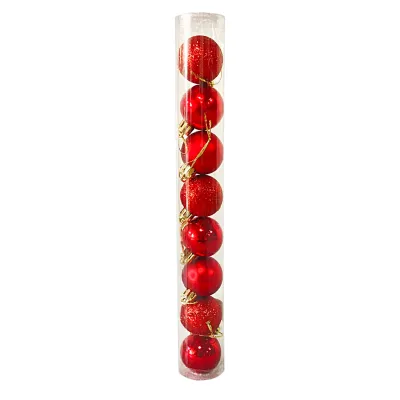 BOLA NAVIDEÑA ROJA BRILLANTE 8CM X9