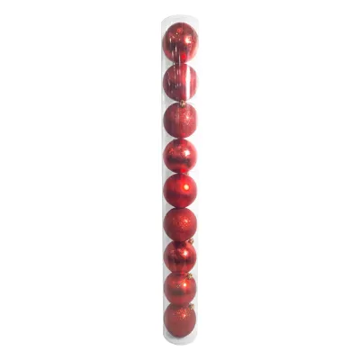 BOLA NAVIDEÑA ROJA BRILLANTE 8CM X9
