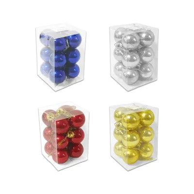 BOLA NAVIDEÑA SURTIDA 3CM X12 (4 COL)