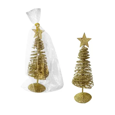ADORNO ARBOL NAVIDEÑO DORADO 6*18CM