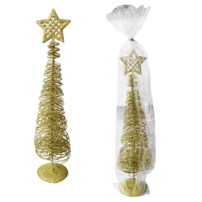 ADORNO ARBOL NAVIDEÑO DORADO 8*32CM