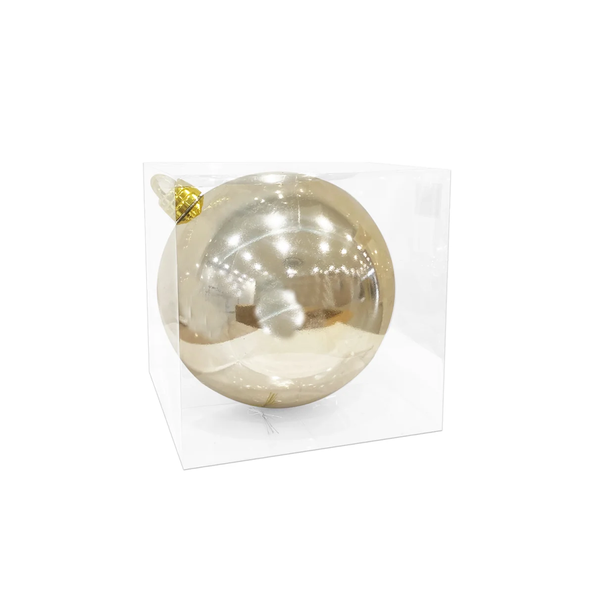 BOLA NAVIDEÑA CHAMPAÑA ESCARCHADA 20CM