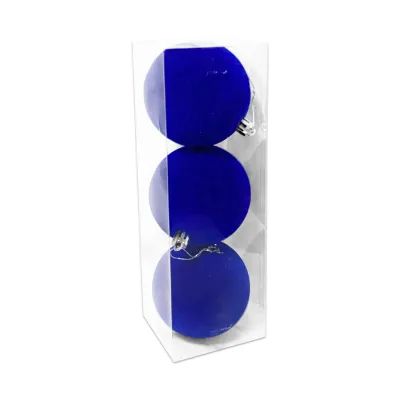 BOLA NAVIDEÑA GAMUZADA AZUL 8CM X3