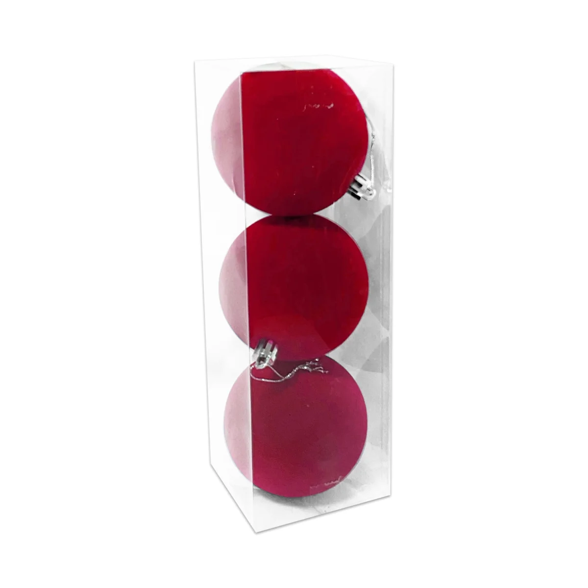 BOLA NAVIDEÑA GAMUZADA ROJA 8CM X3