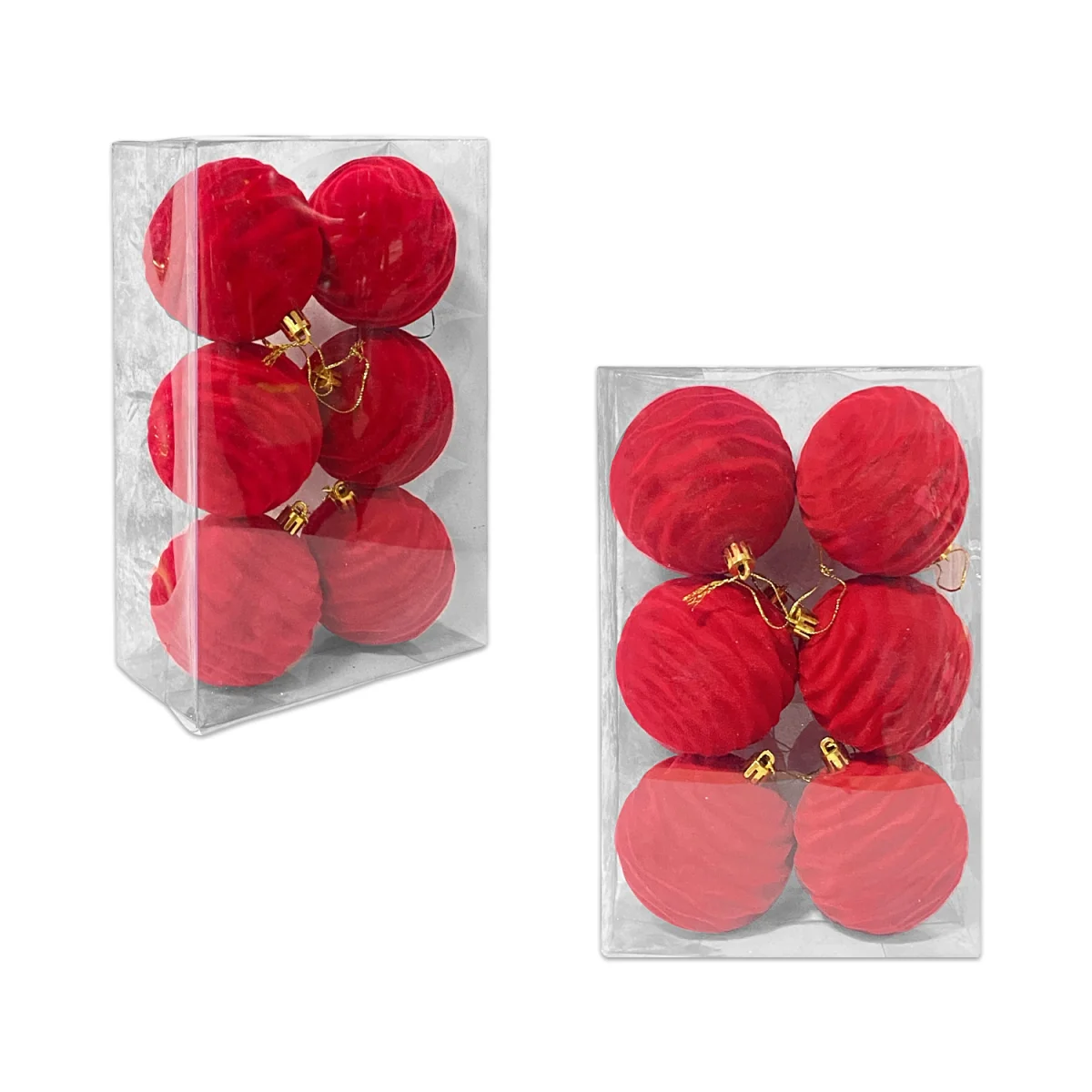 BOLA NAVIDEÑA GAMUZADA ROJA 8CM X6