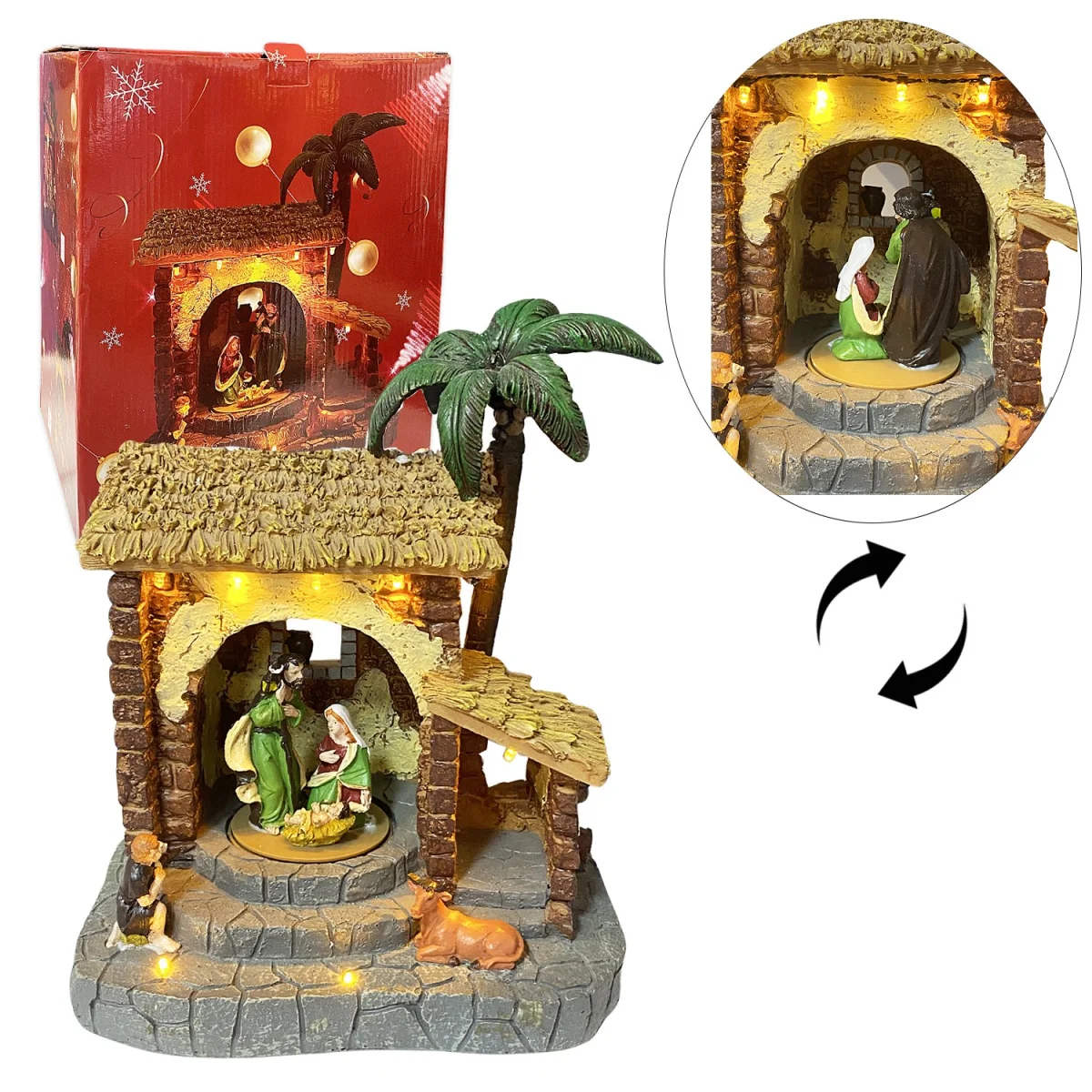 ADORNO PESEBRE NAVIDEÑO MUSICAL MOVIMIENTO LUZ CALIDA (USB/PILAS)