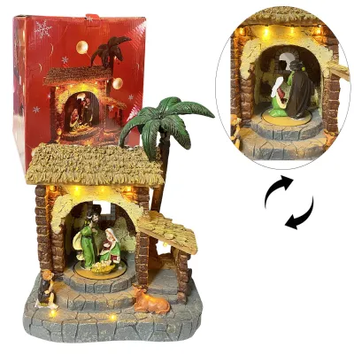 ADORNO PESEBRE NAVIDEÑO MUSICAL MOVIMIENTO LUZ CALIDA (USB/PILAS)