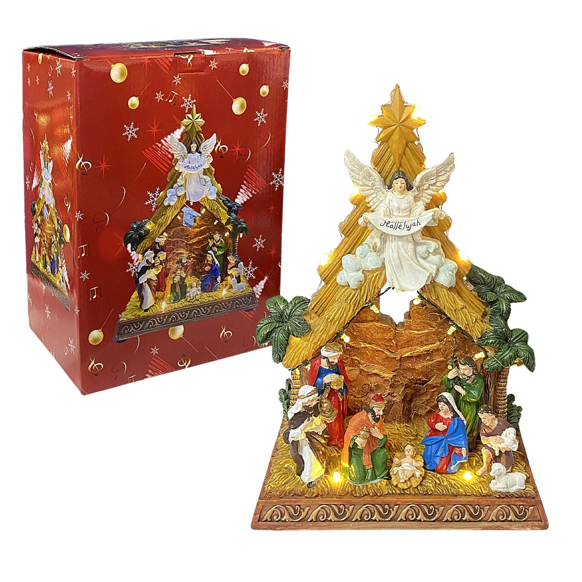ADORNO PESEBRE NAVIDEÑO MUSICAL LUZ CALIDA (USB/PILAS)
