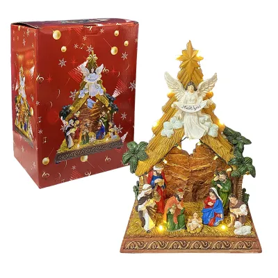 ADORNO PESEBRE NAVIDEÑO MUSICAL LUZ CALIDA (USB/PILAS)