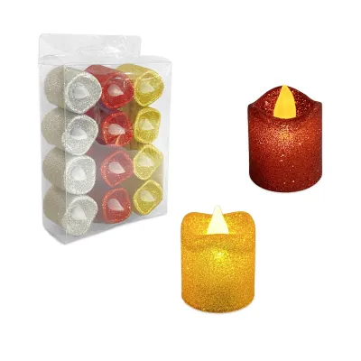 VELA NAVIDEÑA ESCARCHADA LUZ CALIDA 4CM (CJX12)