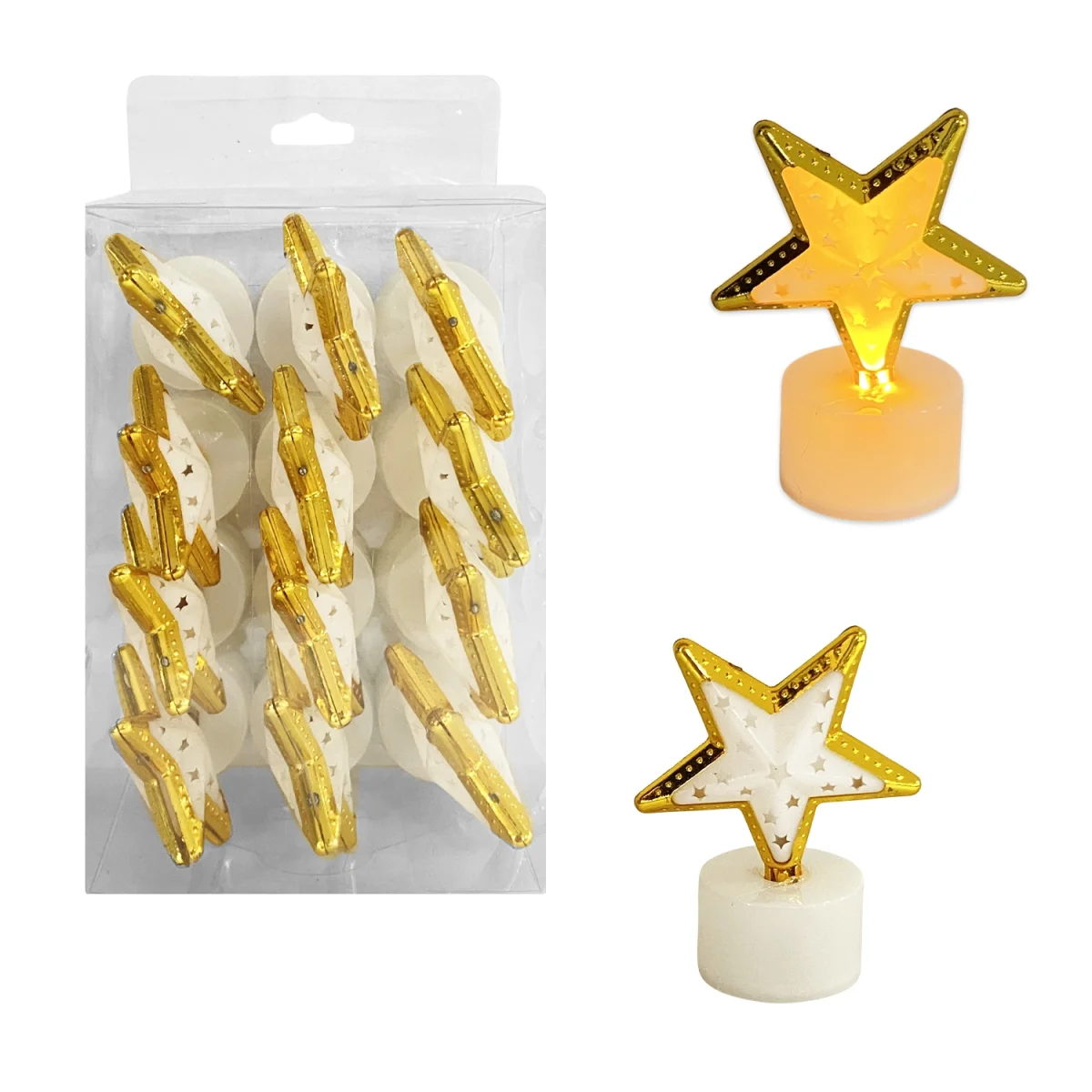 VELA NAVIDEÑA ESTRELLA LUZ CALIDA 7.5CM (CJX12)