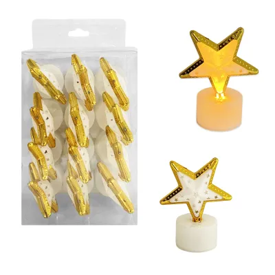 VELA NAVIDEÑA ESTRELLA LUZ CALIDA 7.5CM (CJX12)