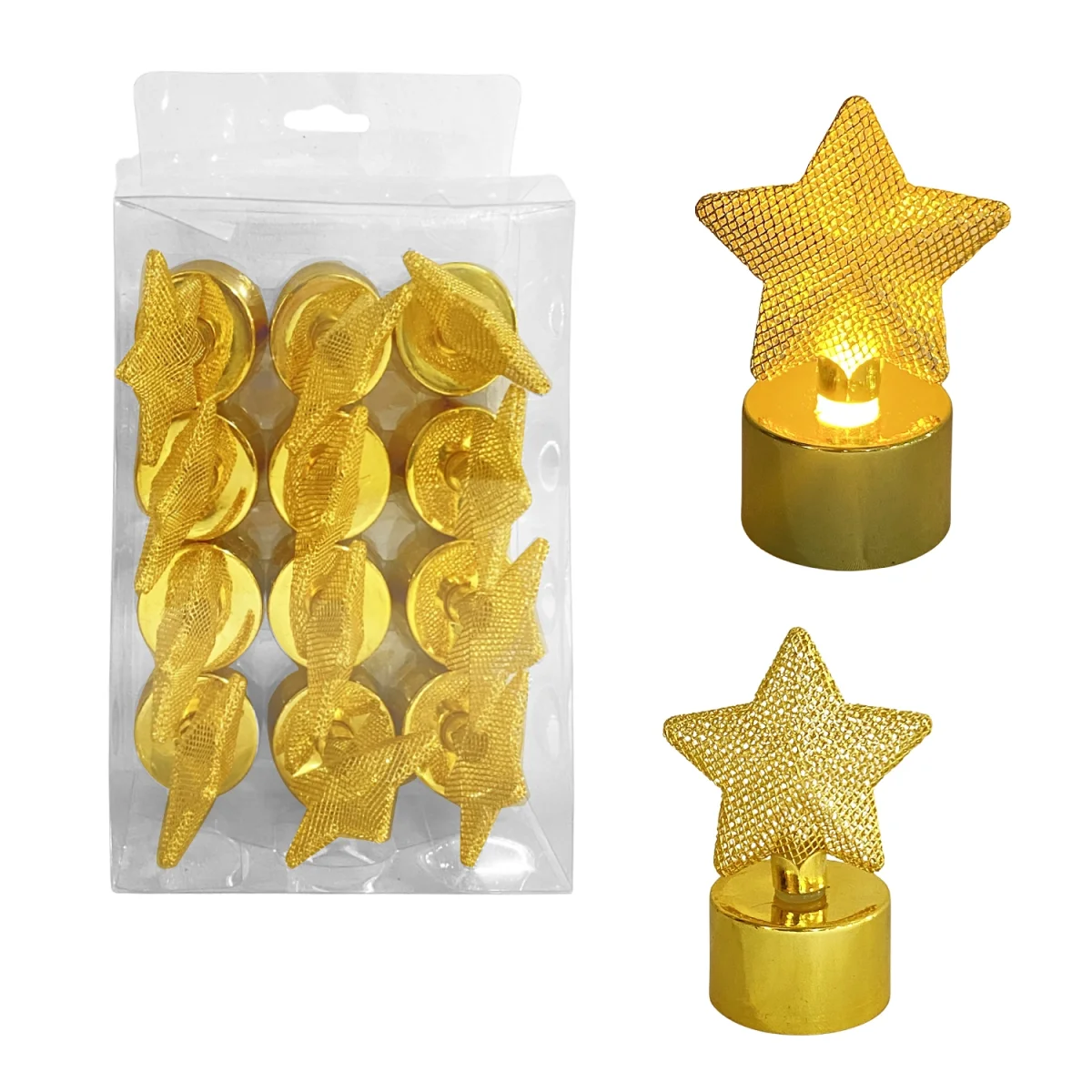 VELA NAVIDEÑA ESTRELLA LUZ CALIDA 7CM (CJX12)