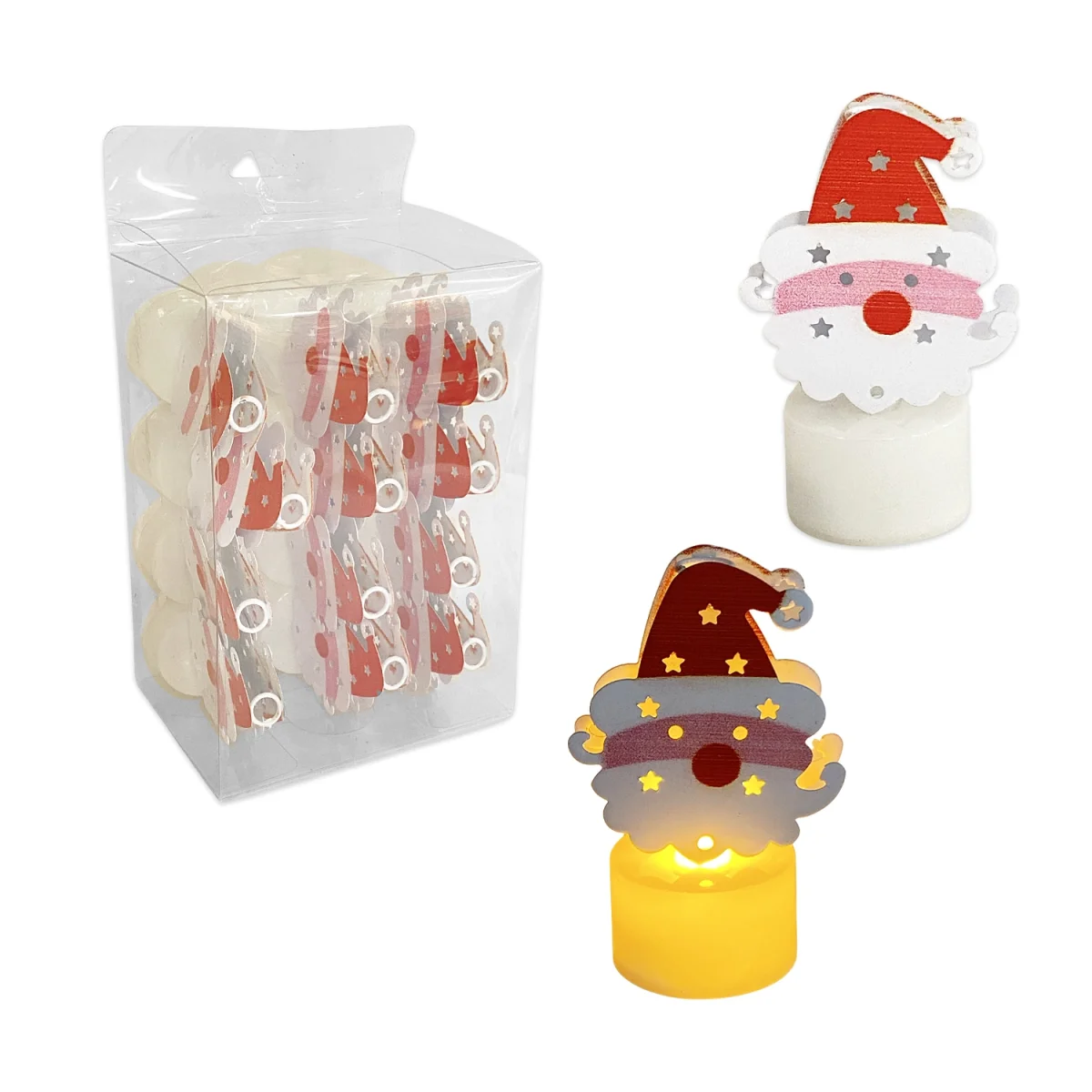 VELA NAVIDEÑA PAPA NOEL LUZ CALIDA 8CM (CJX12)