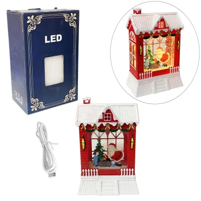 ADORNO CASA NAVIDEÑA MUSICAL LUZ CALIDA (USB/PILAS)