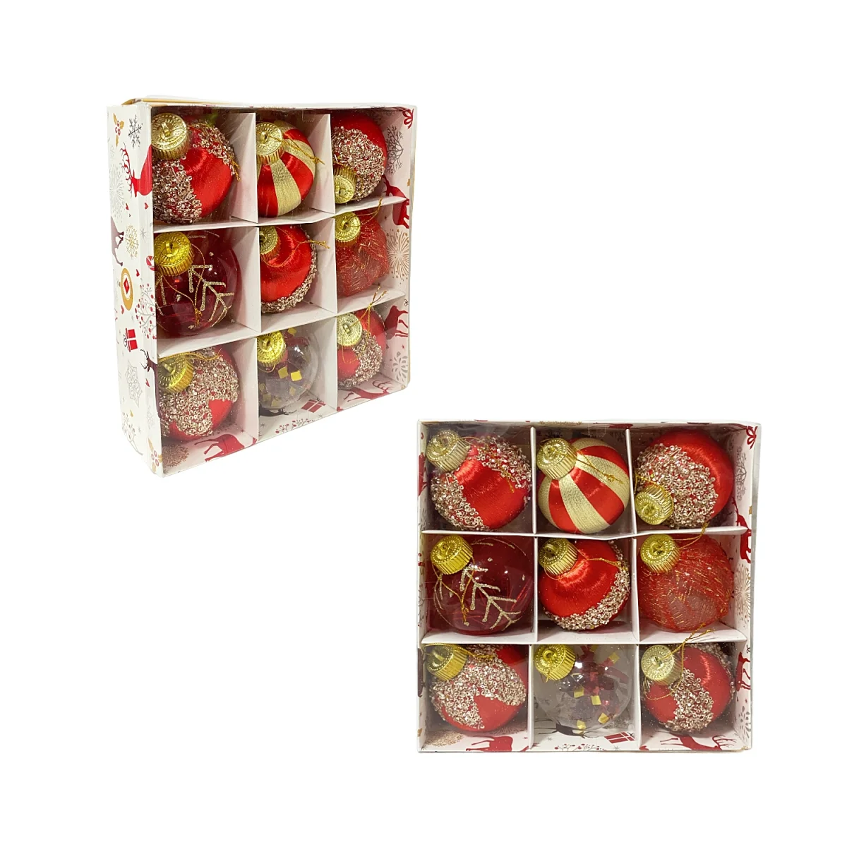 BOLA NAVIDEÑA ROJA DE TELA 8CM X9