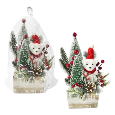 ADORNO NAVIDEÑO OSO CON ARBOLES 12*28CM