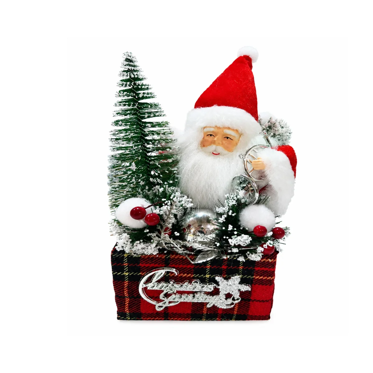 ADORNO NAVIDEÑO PAPA NOEL CON ARBOL 20*10CM