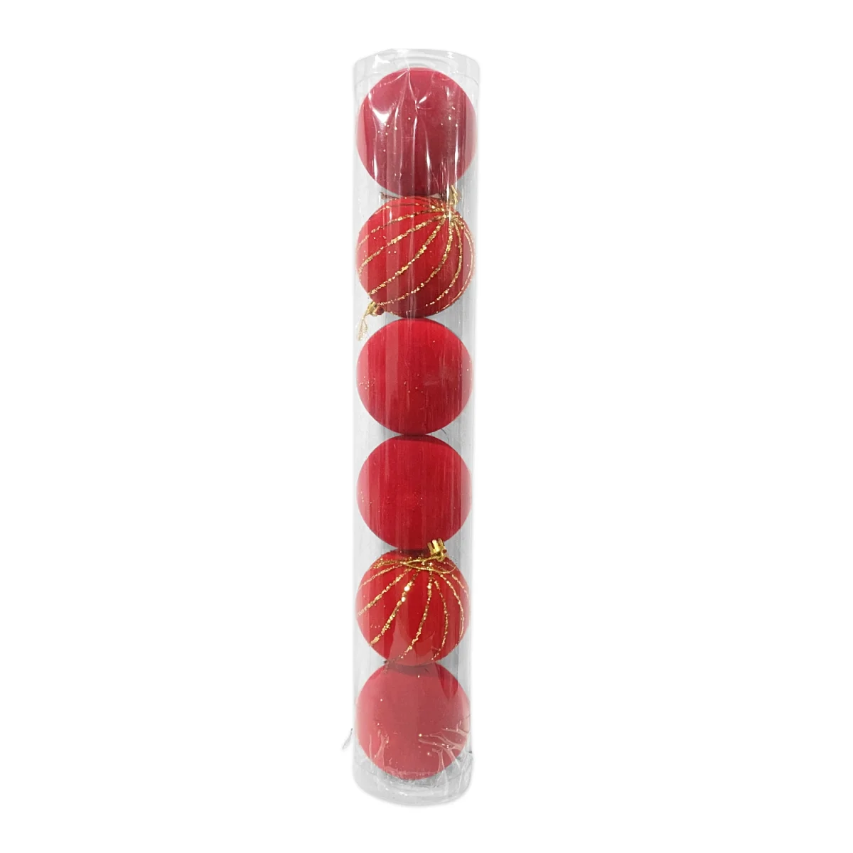 BOLA NAVIDEÑA GAMUZADA ROJA 8CM X6