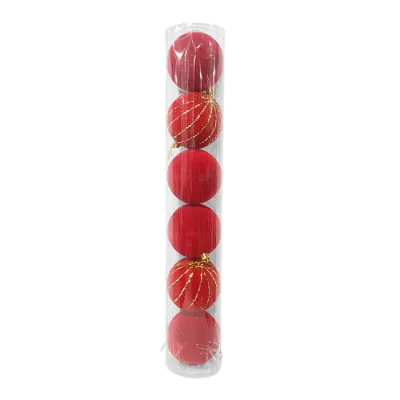BOLA NAVIDEÑA GAMUZADA ROJA 8CM X6